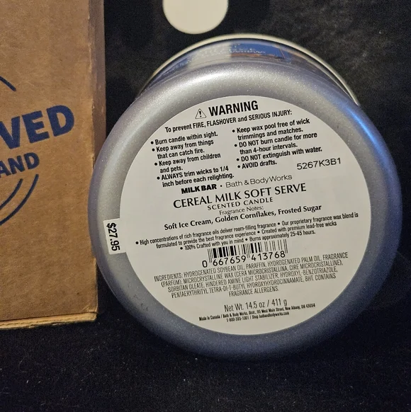 NWT Bath & Body Works Cereal Milk Soft Serve 3-wick Candle - Blue and White - Picture 4 of 4